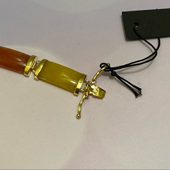 Genuine Multicolored Jade “Good Fortune” Bracelet in 18kt Gold Over SS. - Picture 9 of 10